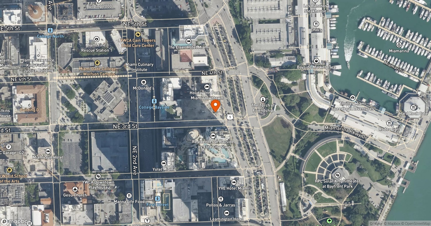 Site of Waldorf Astoria Hotel & Residences Miami at 300 Biscayne Boulevard, Miami, FL