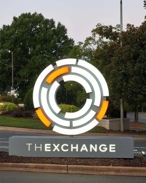 Entrance monument sign at ThExchange office park