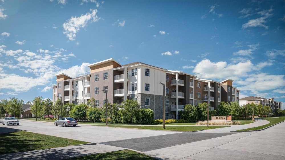 Rendering of Topaz at Light Farms Way, a 272-unit apartment community under construction in Celina
