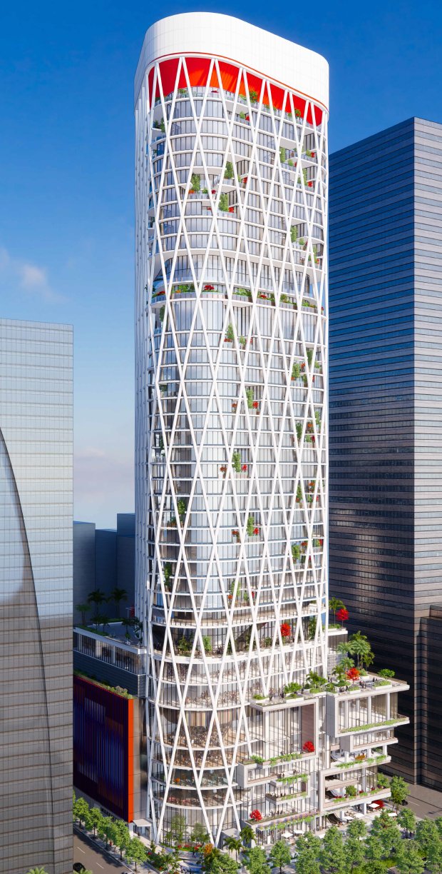 Rendering of the proposed 40-story Santander office tower at 1401 Brickell Ave