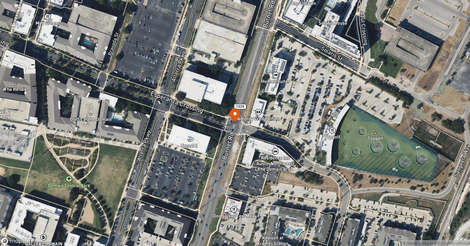Site of Kramer Substation (also called Kramer Lane Substation / Kramer Substation energized) at Burnet Road and Esperanza Crossing, North Austin, Texas