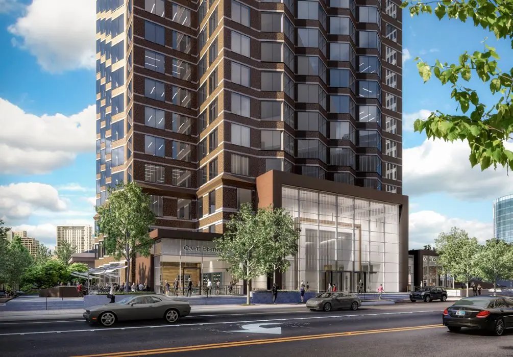 Rendering of the redeveloped Trammell Crow Center lobby and streetscape along Ross Avenue