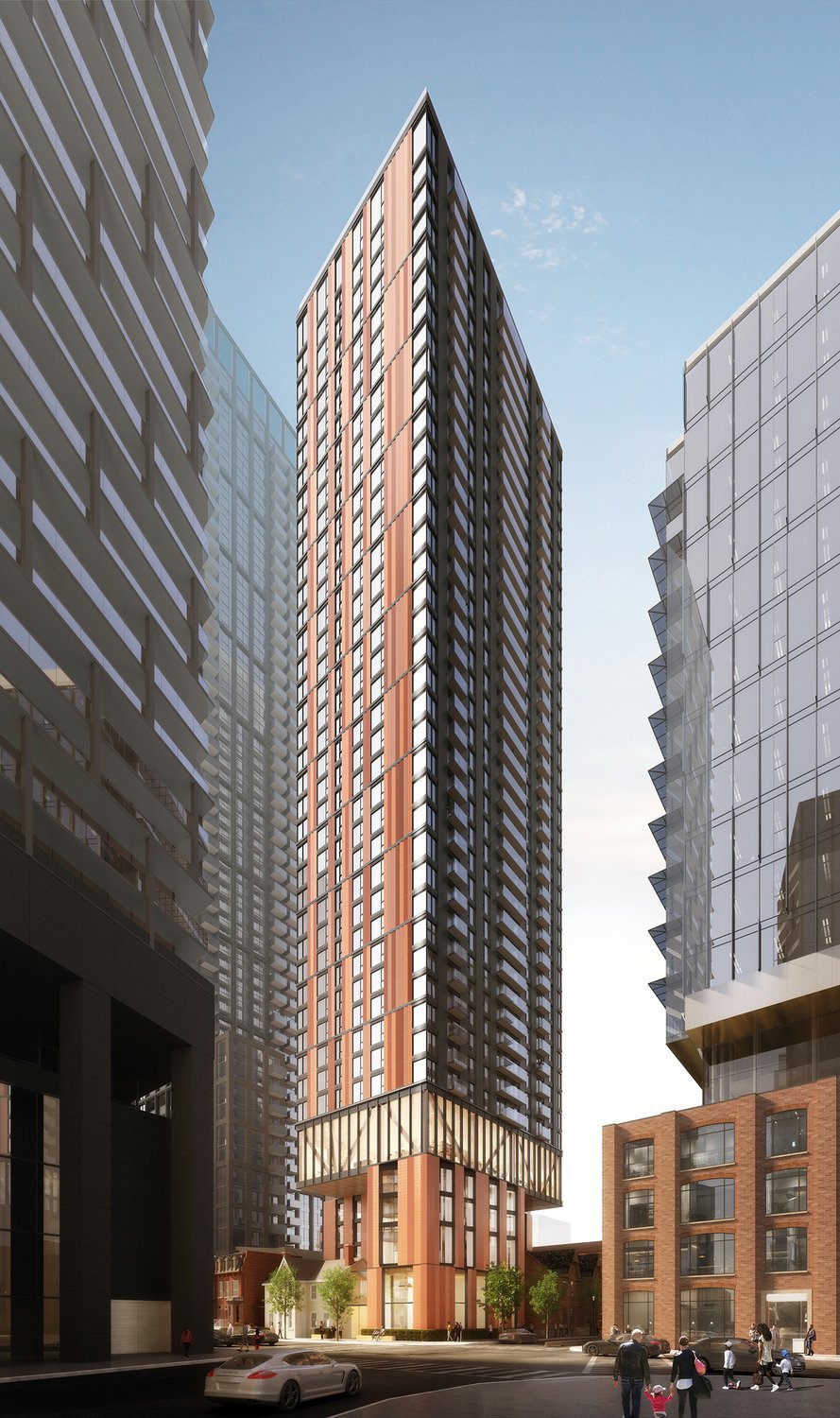 Full-height rendering of The Bull Tower, a 41-storey rental tower by Kingdom Development and BDP Quadrangle