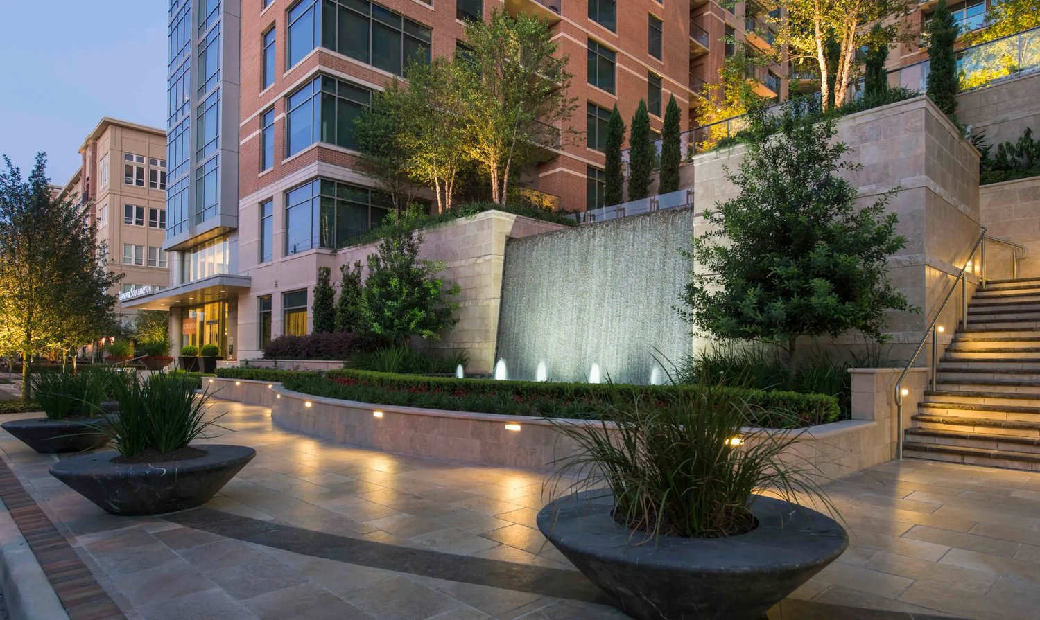Courtyard and water feature at Hanover Sugarloaf in Duluth