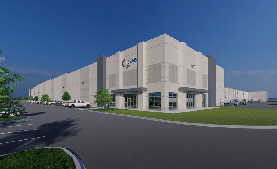 Rendering of an industrial building at the Core5 Logistics Center at McKinney