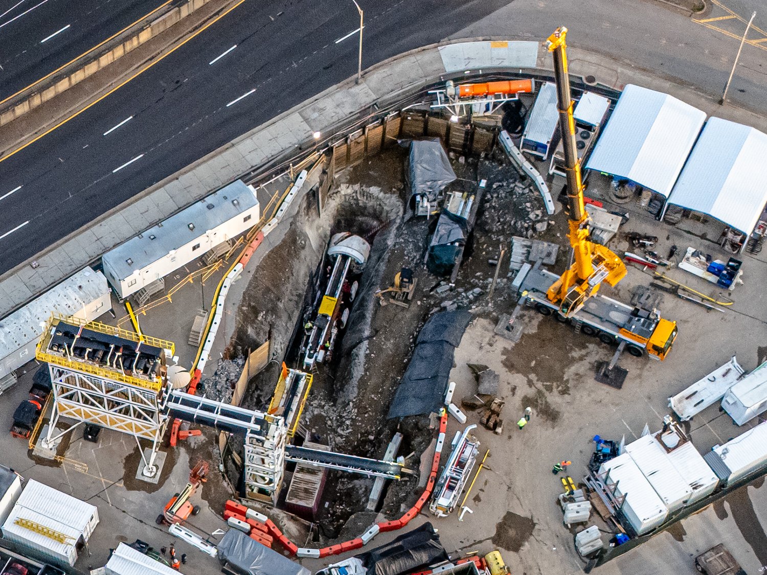 Aerial view of tunnel boring operations for the Music City Loop in Nashville