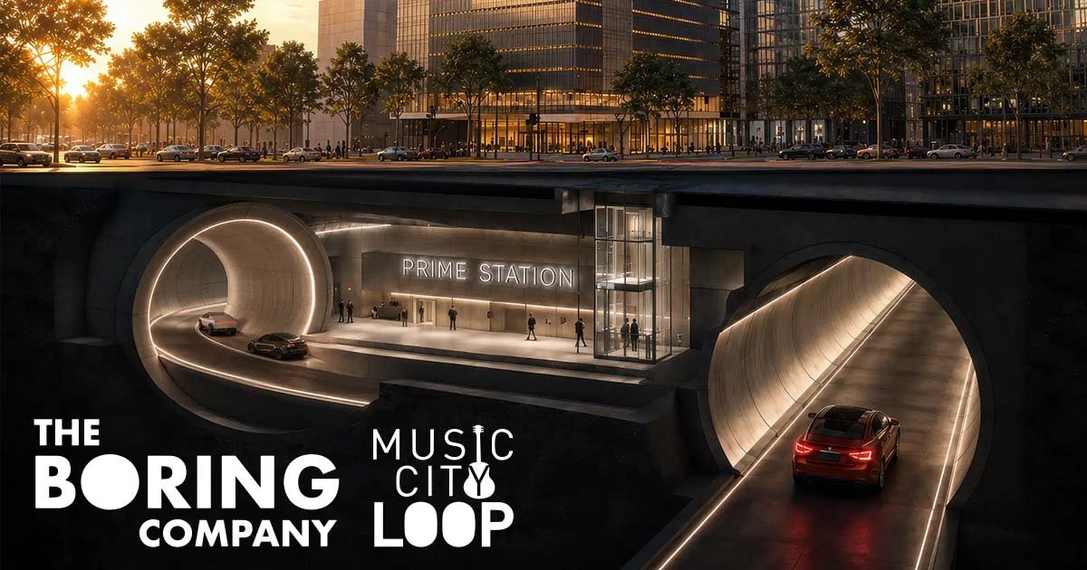 Rendering of a Music City Loop underground station, courtesy of The Boring Company