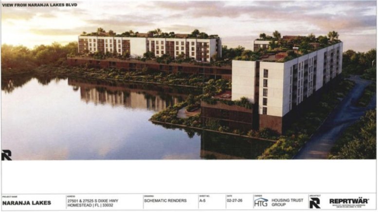 Schematic rendering of Lakeview at Naranja viewed from Naranja Lakes Boulevard