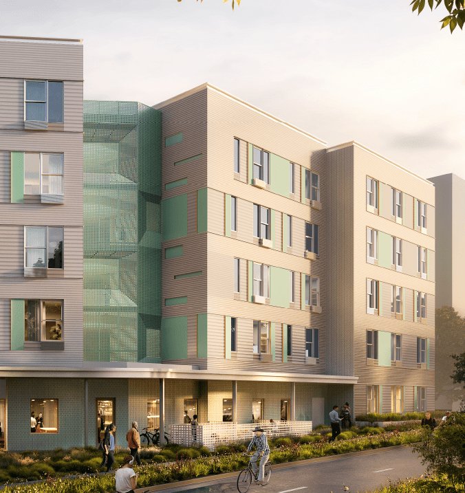 Rendering of Seabrook Square II showing the Pershing Drive frontage