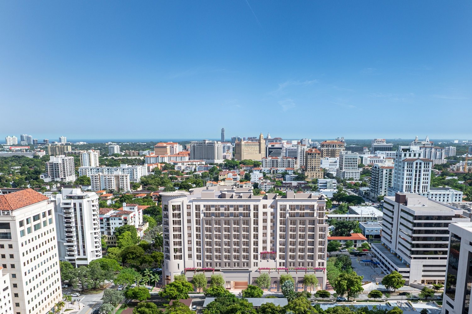 Rendering of The Aurelian within the Coral Gables skyline
