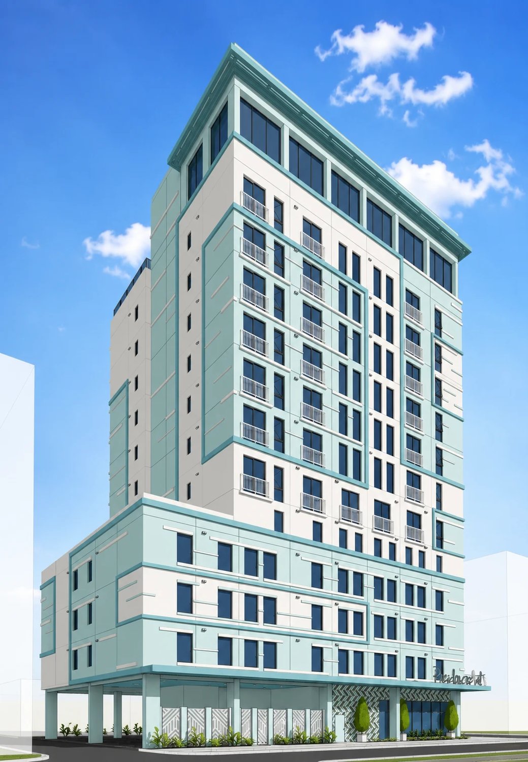 Rendering of Residences at 1663, a 13-story mixed-use building planned for 1st Avenue South in St. Petersburg