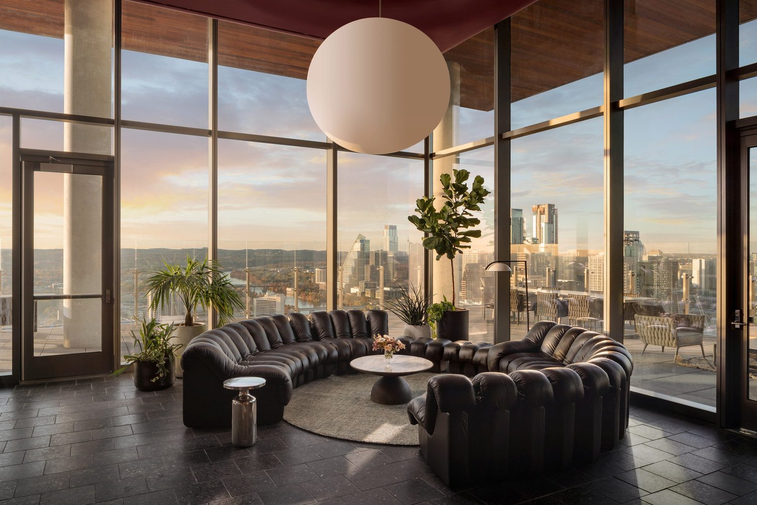 Michael Hsu utilises soft shapes for Austin skyscraper interiors