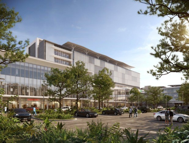 Street-level rendering of the proposed Baptist Health Coconut Creek hospital campus