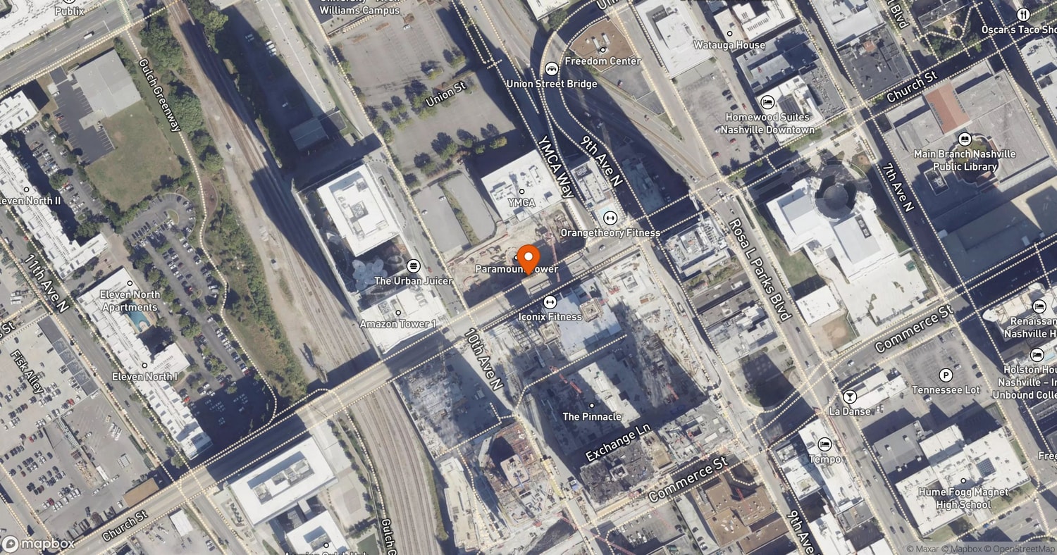 Site of Paramount Tower at 1010 Church Street, Nashville, Tennessee