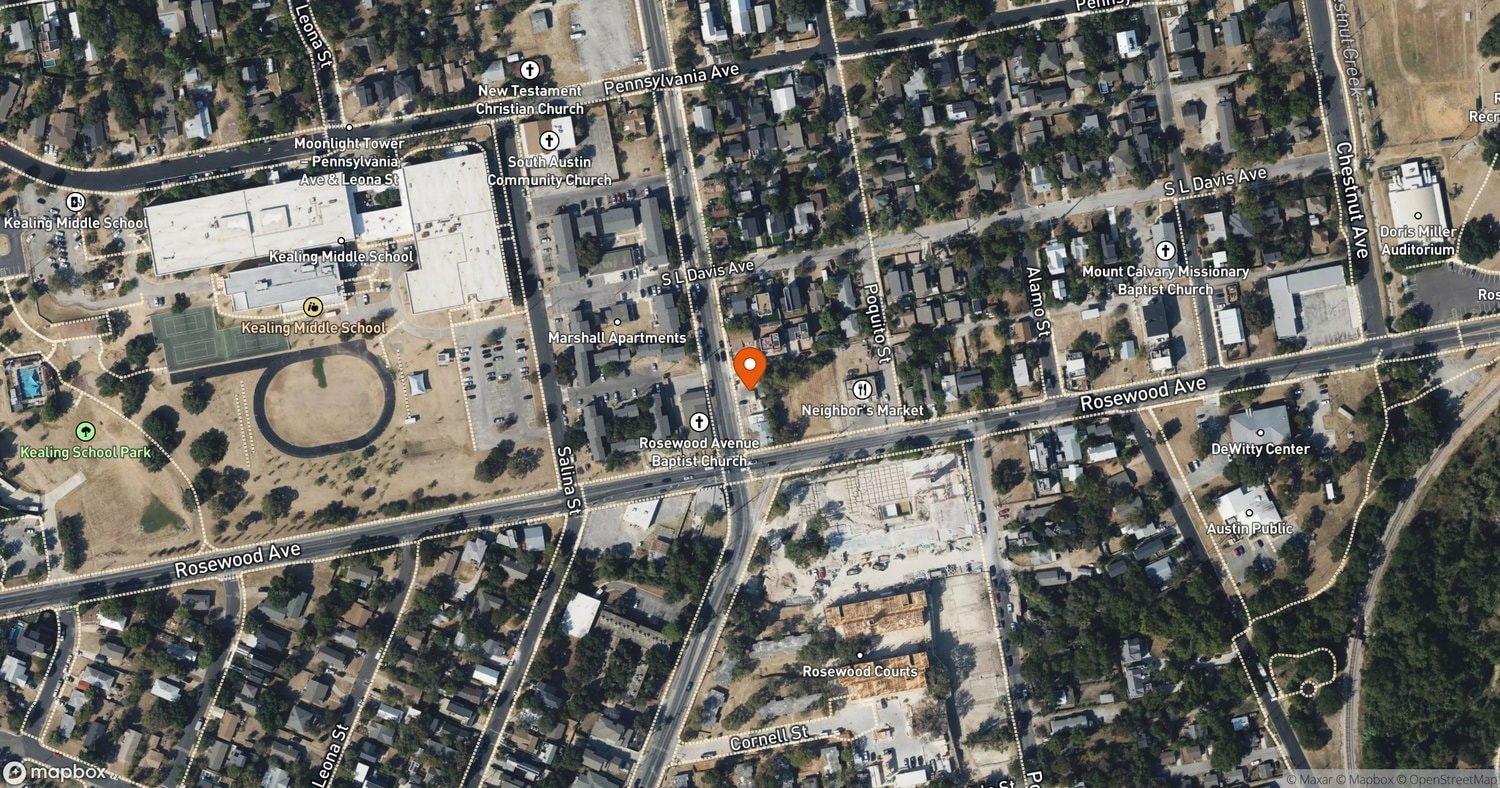Site of 1900 Rosewood Block Mixed-Use Redevelopment at 1900-1906 Rosewood Ave; 1155 Chicon St; 1152 Poquito St, Austin, TX 78702