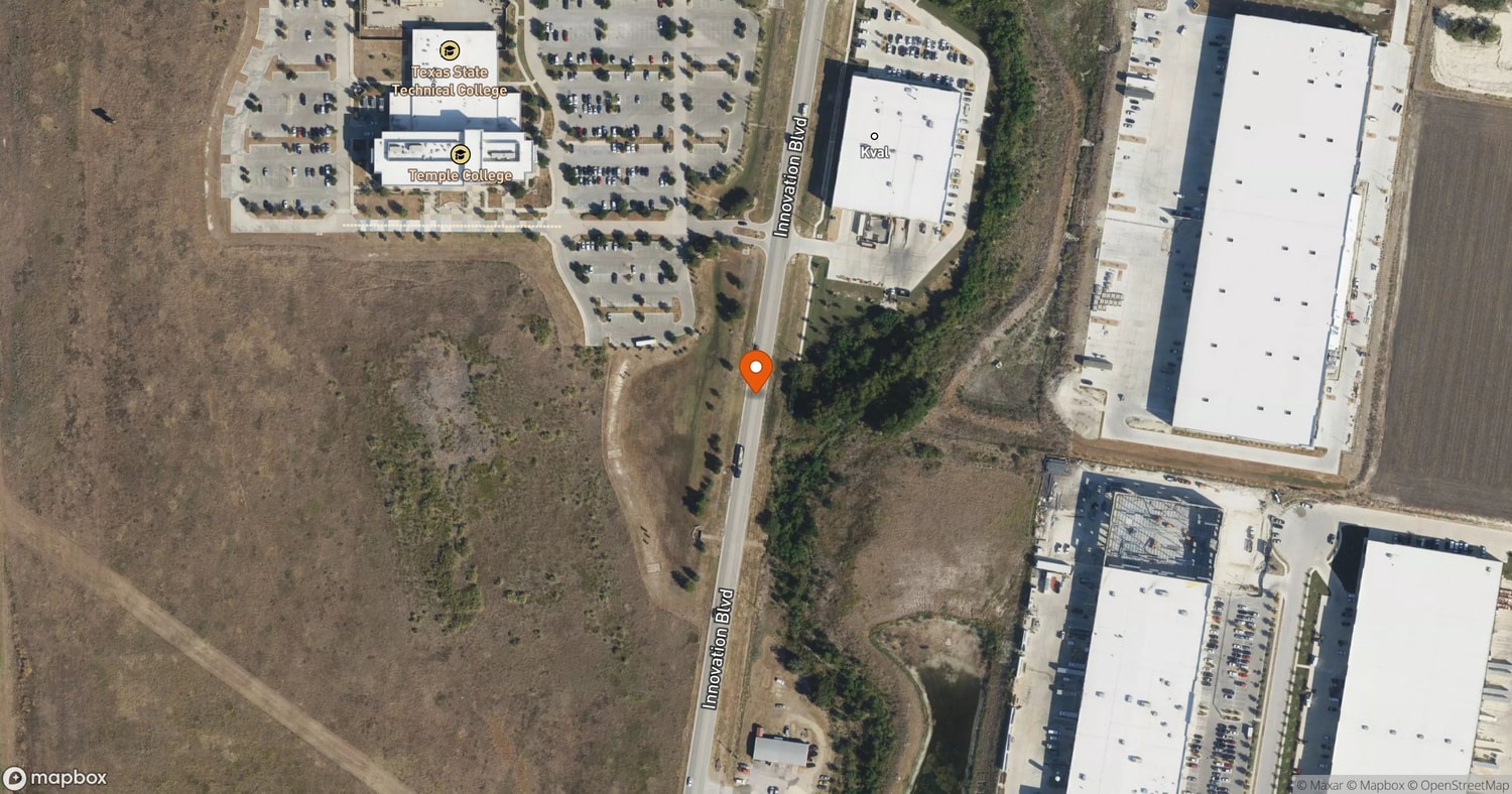 Site of Blue Origin Hutto Facility (Project Blue Hub / Project Speed Racer) at Innovation Boulevard, Hutto Crossing Industrial Park, Hutto, TX 78634