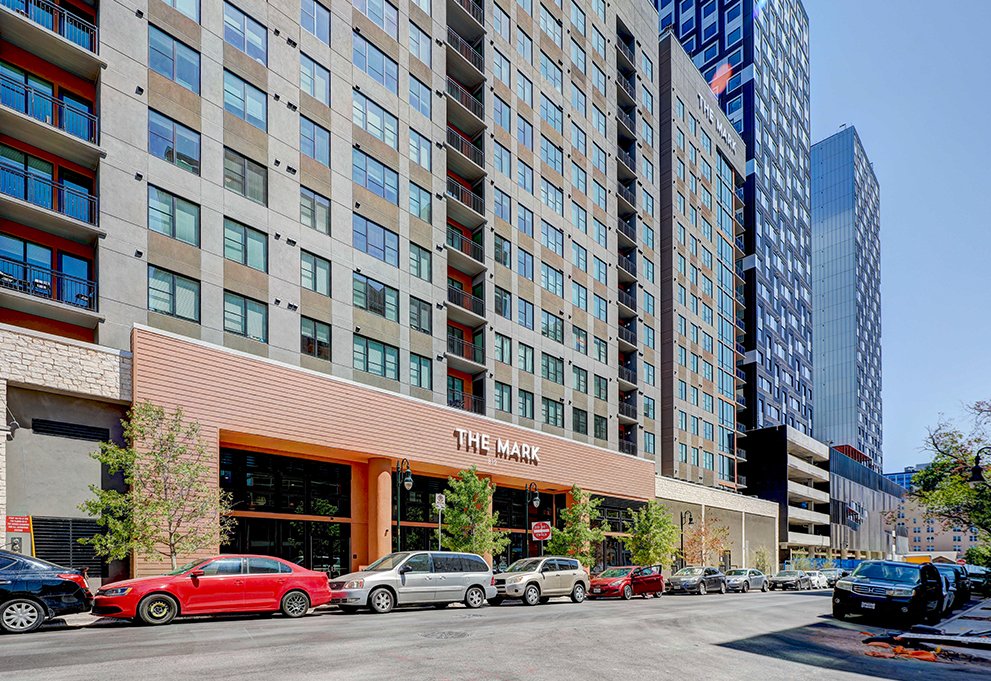 Street-level view of The Mark at Austin's main entrance
