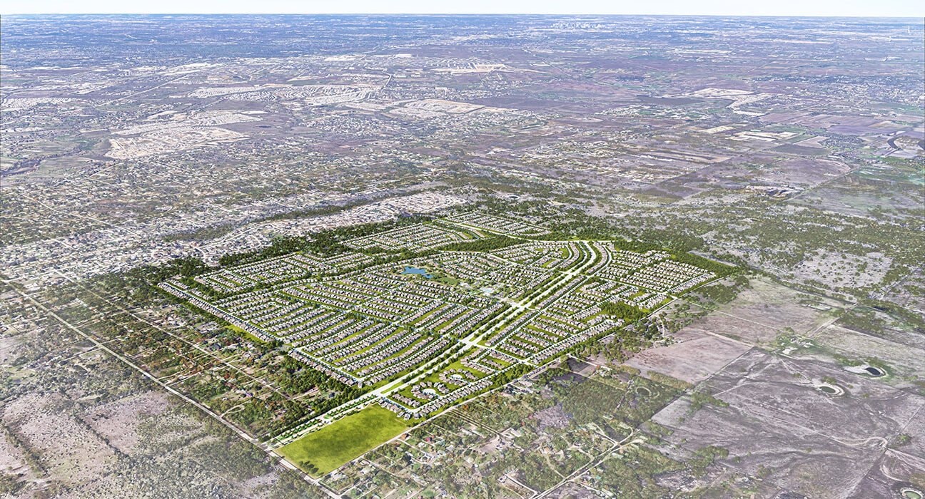 Aerial rendering of The Ridge master-planned community near Niederwald