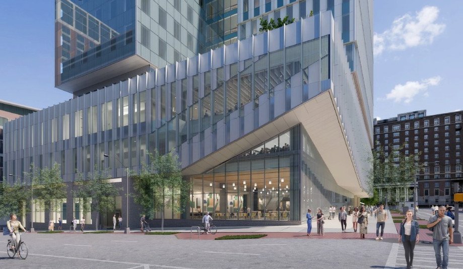 Rendering of the Scheller Tower podium and ground-floor retail at Tech Square Phase 3