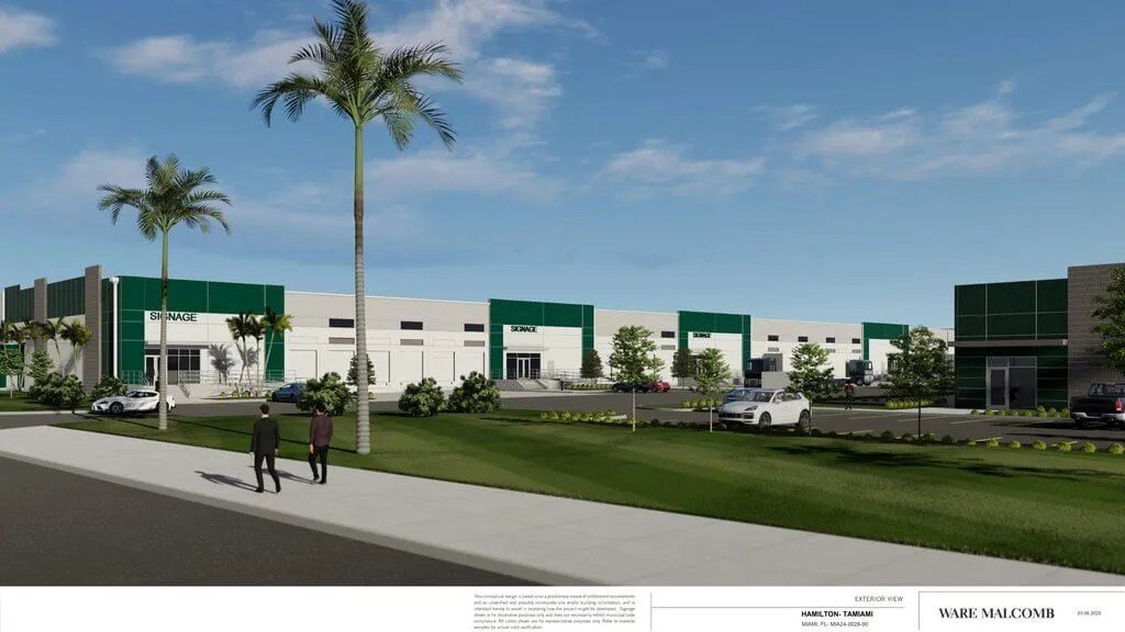 Exterior rendering of Tamiami Logistics Center by Ware Malcomb for Hamilton Development