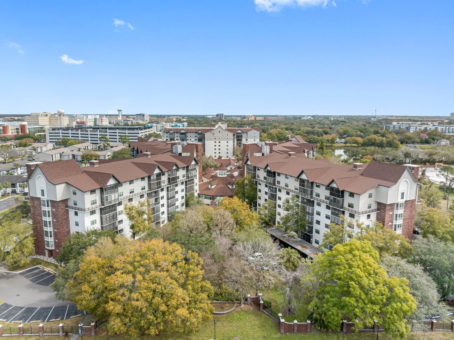 Aerial view of the existing Unisen senior living complex near the University of South Florida