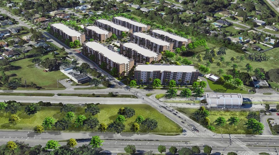 Aerial rendering of the Magnolia Point apartment community