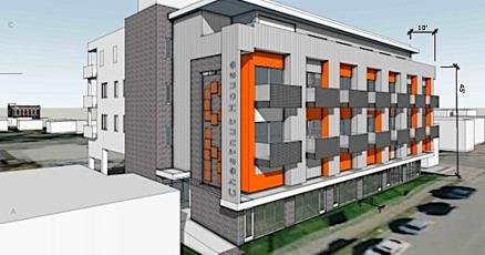 Early design rendering of the proposed mixed-use building at 1122-1126 Third Ave. S. in Chestnut Hill