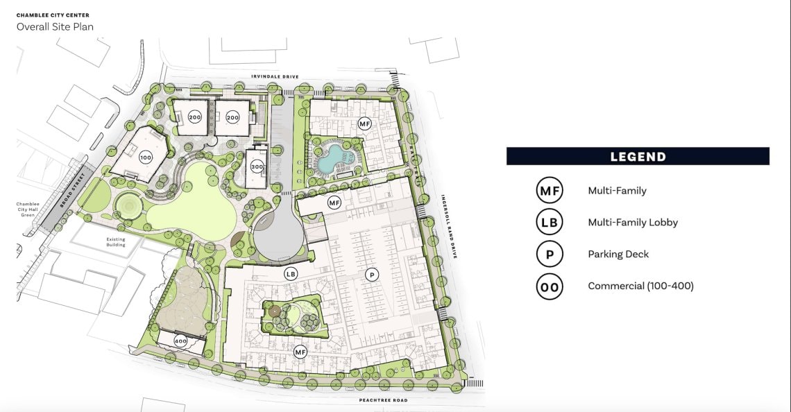 Overall site plan for Chamblee City Center at Broad Street and Peachtree Road